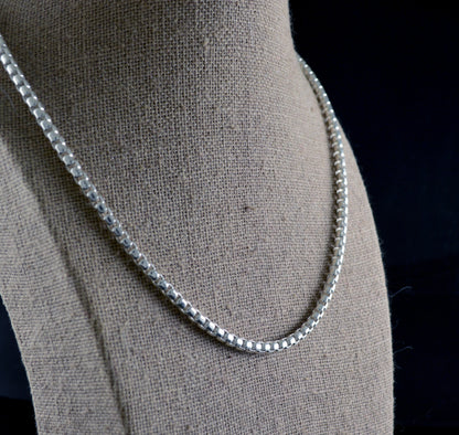 Solid Sterling Silver Square Rolo Chain, Chunky Silver Chain