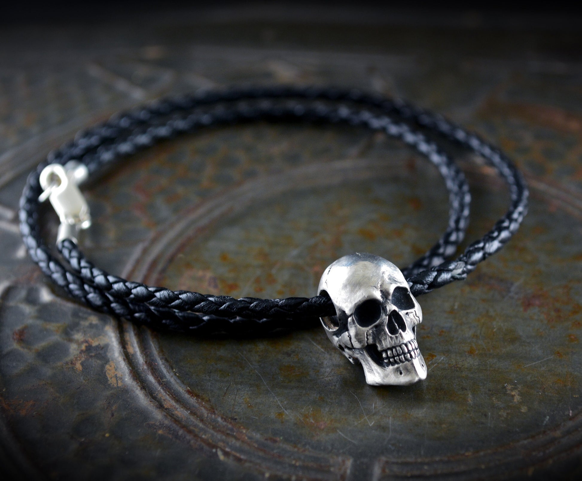 Colgante Calavera completa de plata , Calavera humana hecha a mano en plata de ley, Colgante Memento Mori, Regalo genial para él o ella - D´Cast