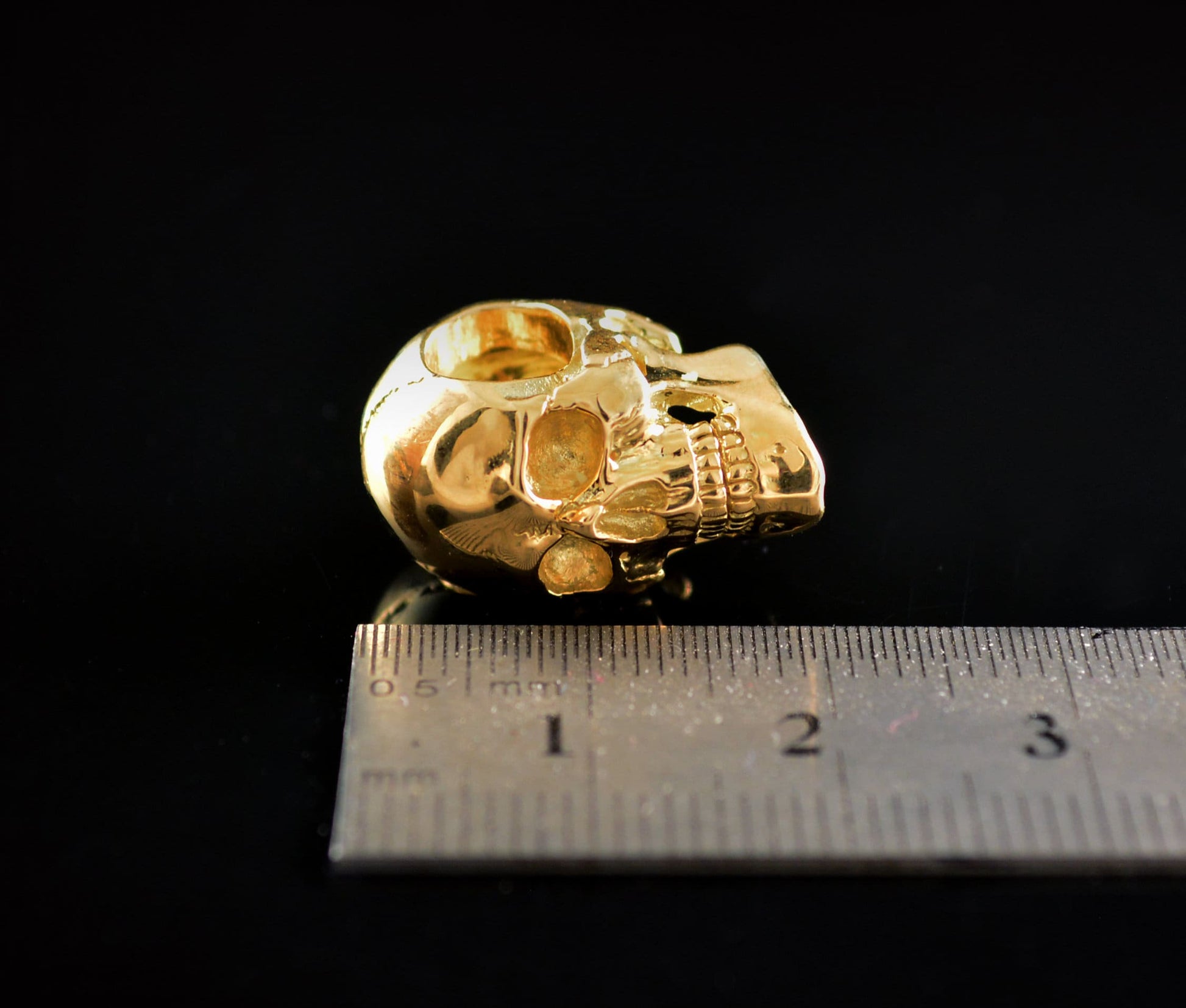 Colgante Calavera completa hecha a mano en oro de 10k, 14k o 18k, Colgante Memento Mori, Regalo genial para él o ella - D´Cast