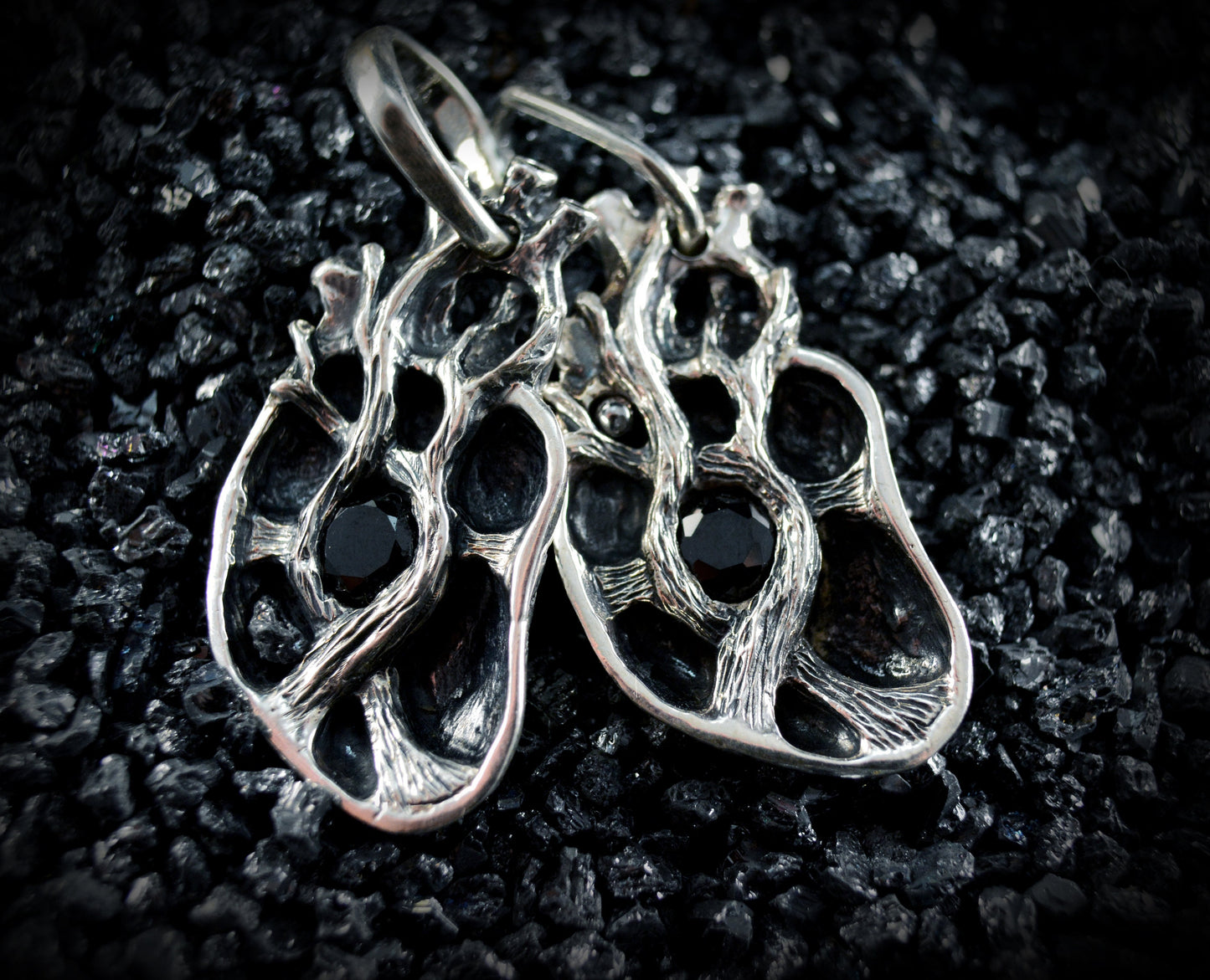Pareja de medios corazones con con piedra natural para parejas, Colgante de corazón humano - D´Cast