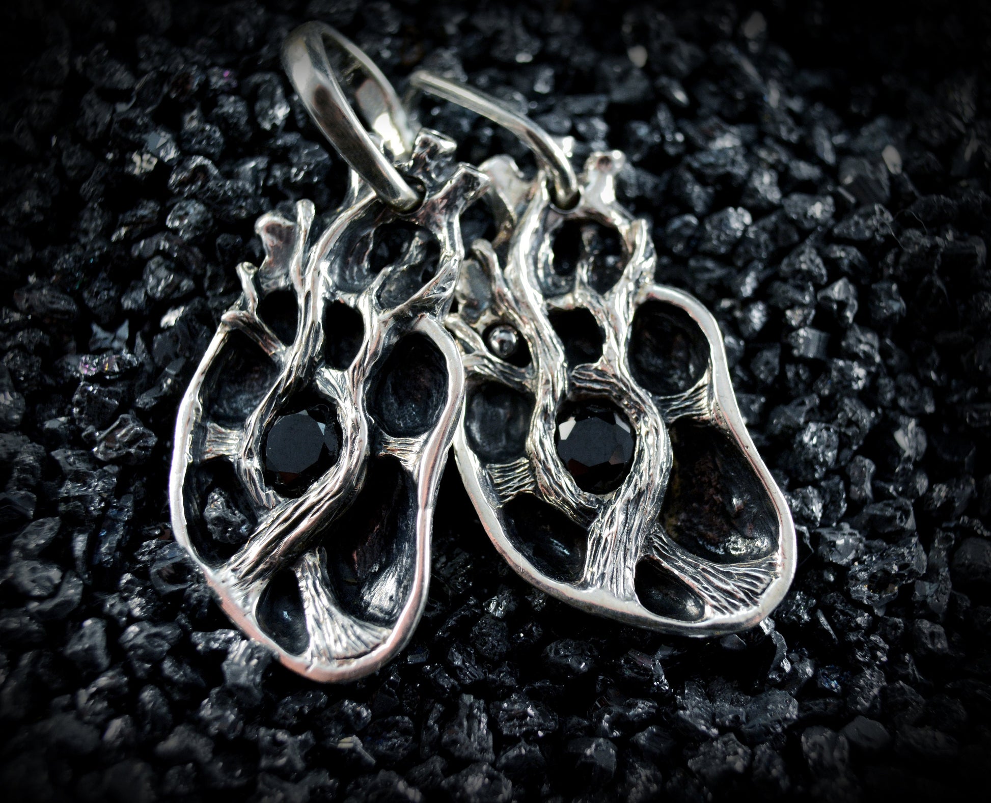 Pareja de medios corazones con con piedra natural para parejas, Colgante de corazón humano - D´Cast