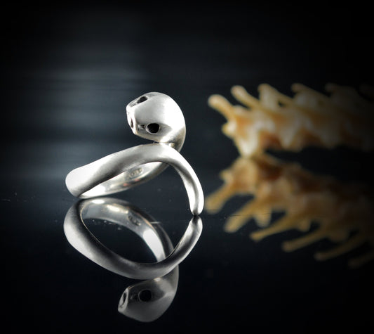Anillo serpiente de plata de ley maciza, Anillo Ouroboros - D´Cast