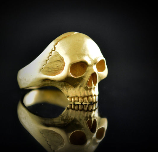 10k, 14k and 18K gold skull ring, Solid gold skull engagement ring, Memento mori ring, Gothic wedding ring