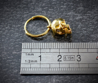 Aros con calavera de oro, Pendientes hechos a mano en oro 10k, 14k y 18k - D´Cast