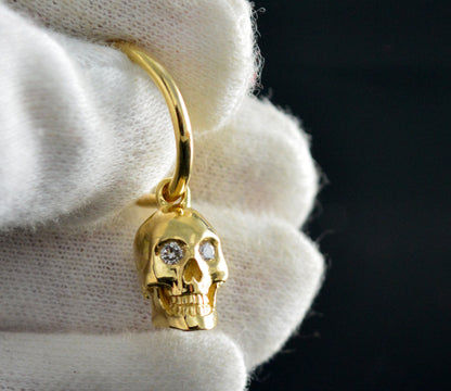 Aros con calavera de oro, Pendientes hechos a mano en oro 10k, 14k y 18k - D´Cast