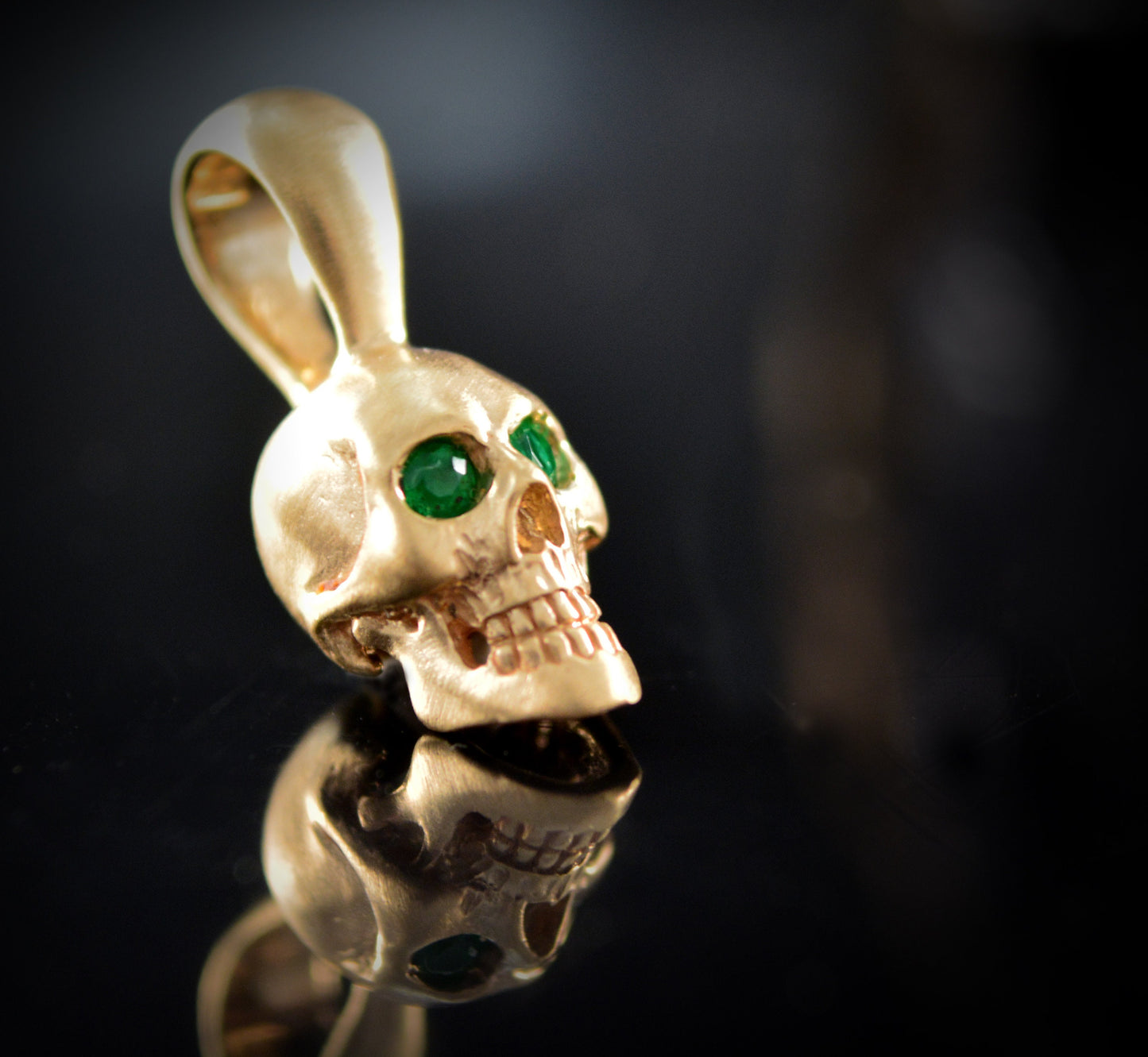 Colgante calavera oro , Calavera oro 14k o 18K con baño de rodio negro, Colgante compromiso para novia gotica, Colgante oro hombre - D´Cast