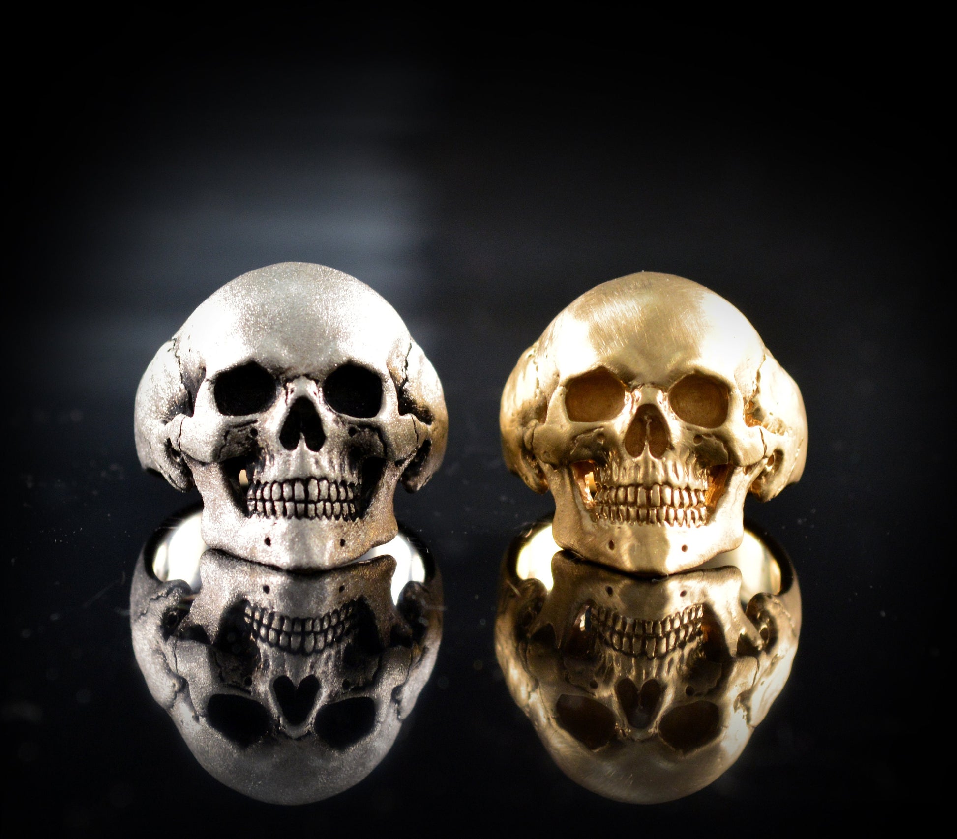 anillo calavera humana de oro,  anillo Calavera hecha amano en oro 10k, 14k o 18k, Anillo memento mori - D´Cast