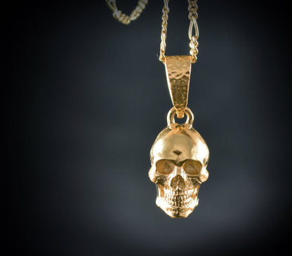 Colgante calavera oro , Calavera oro 14k o 18K con baño de rodio negro, Colgante compromiso para novia gotica, Colgante oro hombre - D´Cast