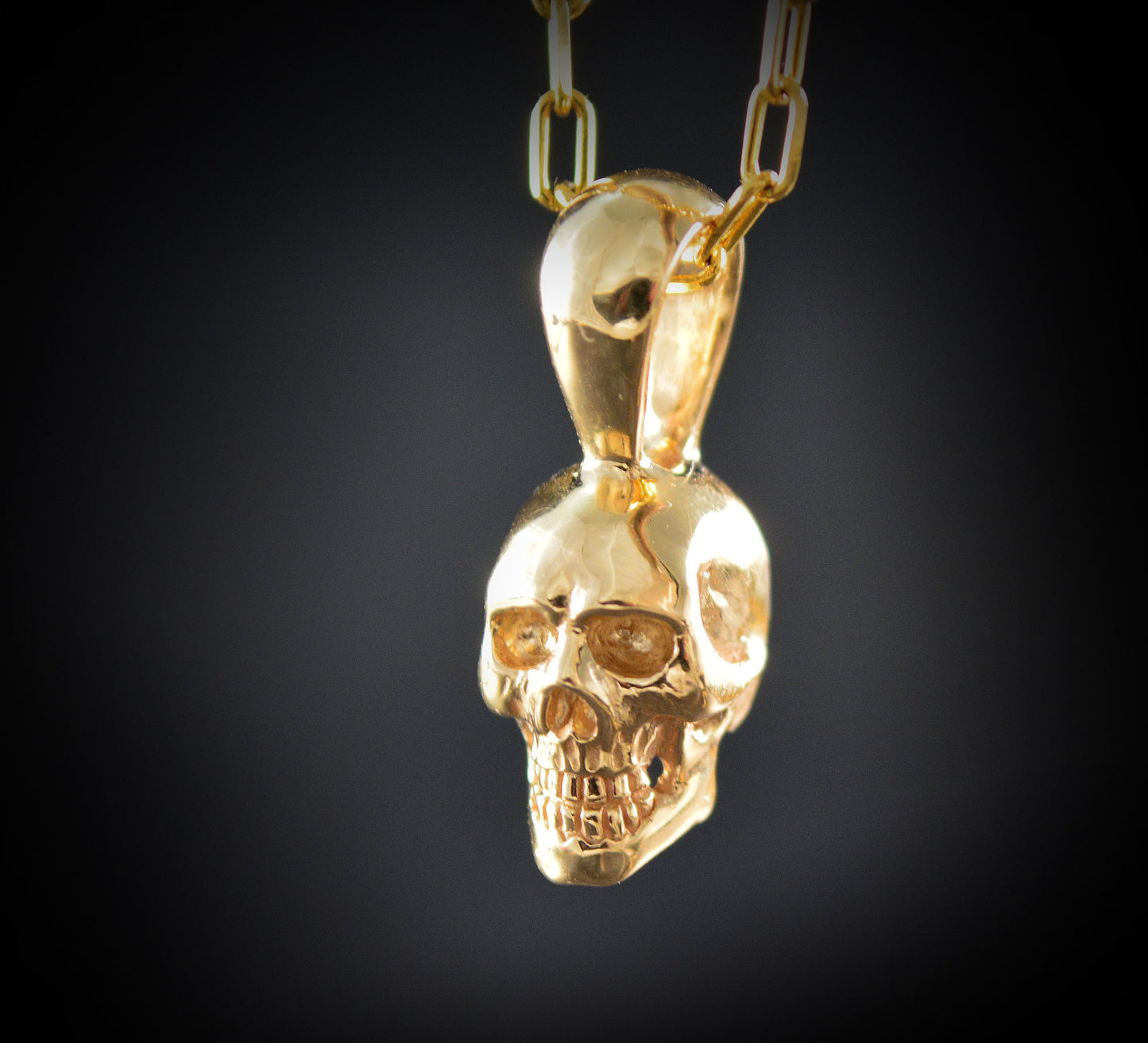 Colgante calavera oro , Calavera oro 14k o 18K con baño de rodio negro, Colgante compromiso para novia gotica, Colgante oro hombre - D´Cast