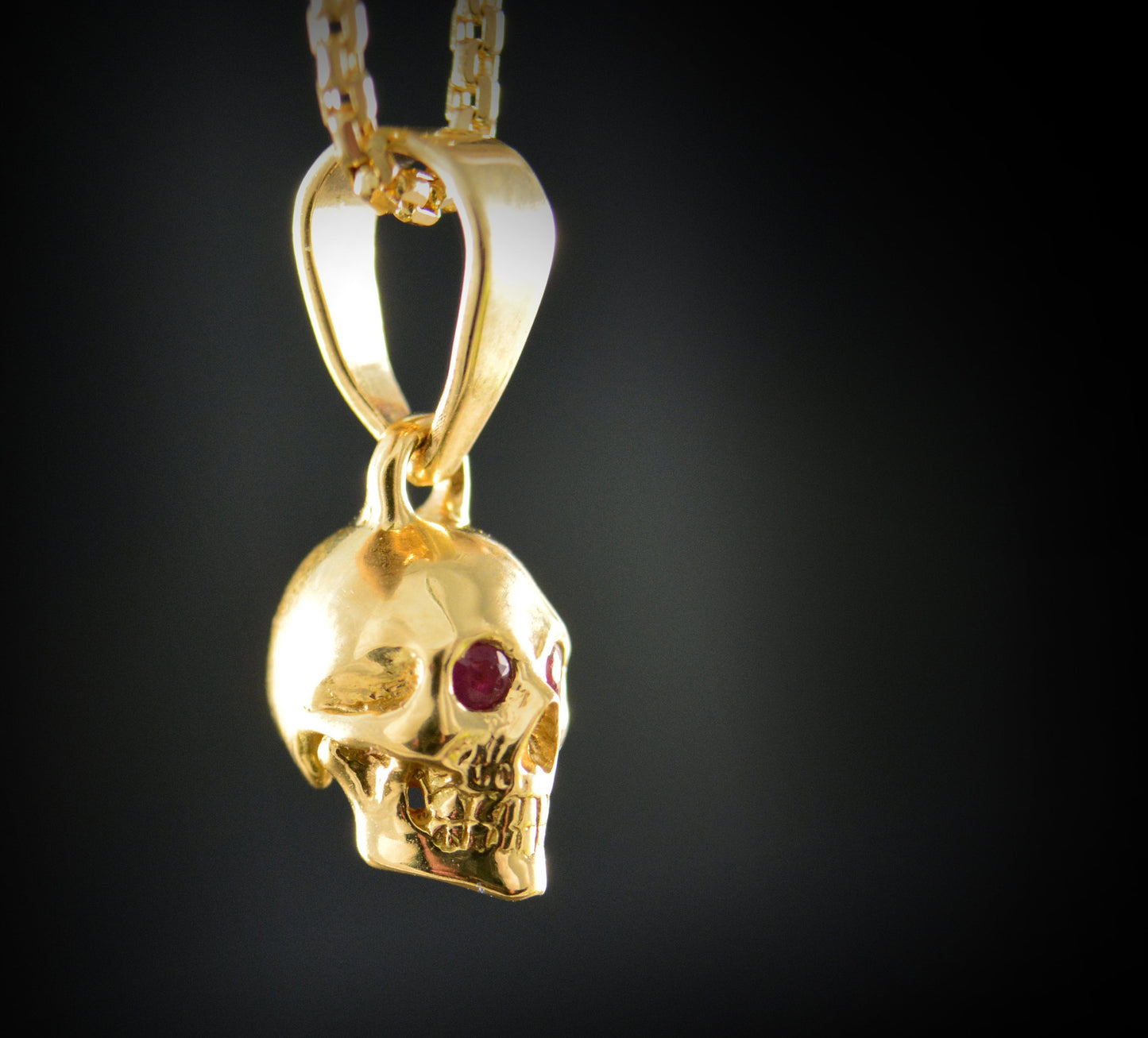 Colgante de calavera completa pequeña de oro, calavera de oro de 10k, 14k y 18k, colgante Memento mori - D´Cast