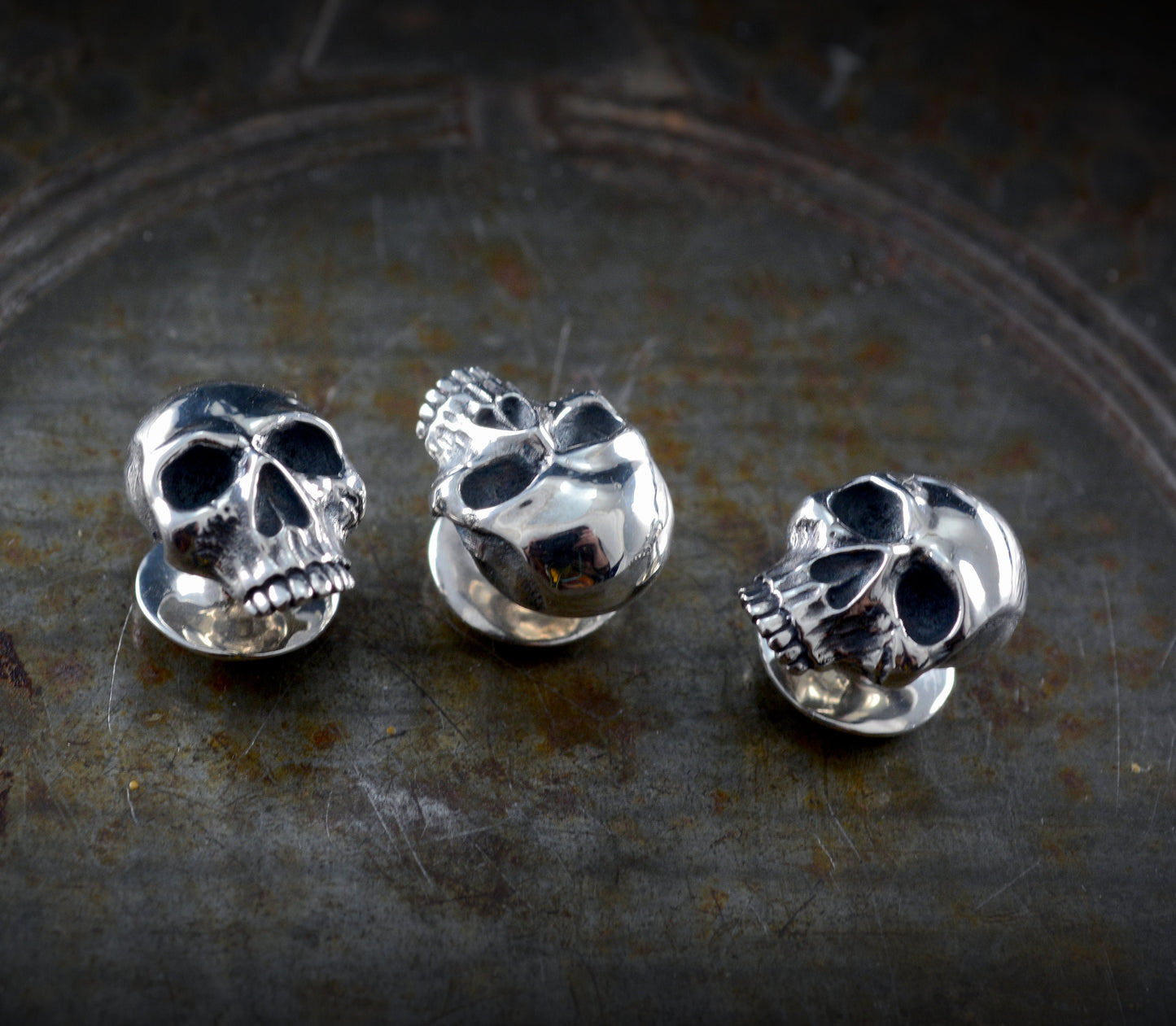 Botones calavera para camisa de esmoquin hechos a mano en plata de ley, Accesorios camisa para boda - D´Cast