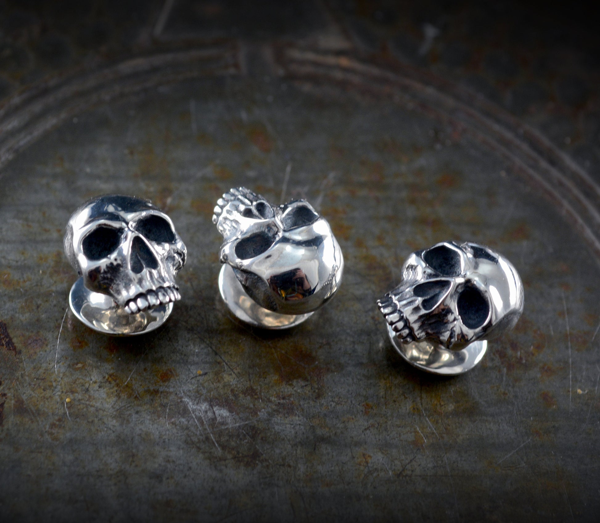 Botones calavera para camisa de esmoquin hechos a mano en plata de ley, Accesorios camisa para boda - D´Cast