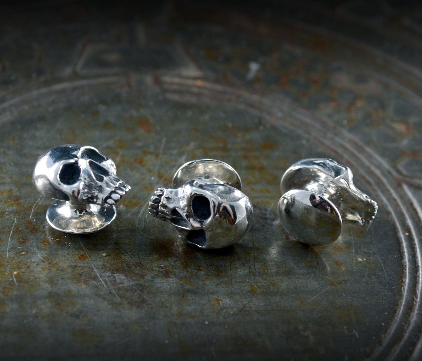 Botones calavera para camisa de esmoquin hechos a mano en plata de ley, Accesorios camisa para boda - D´Cast