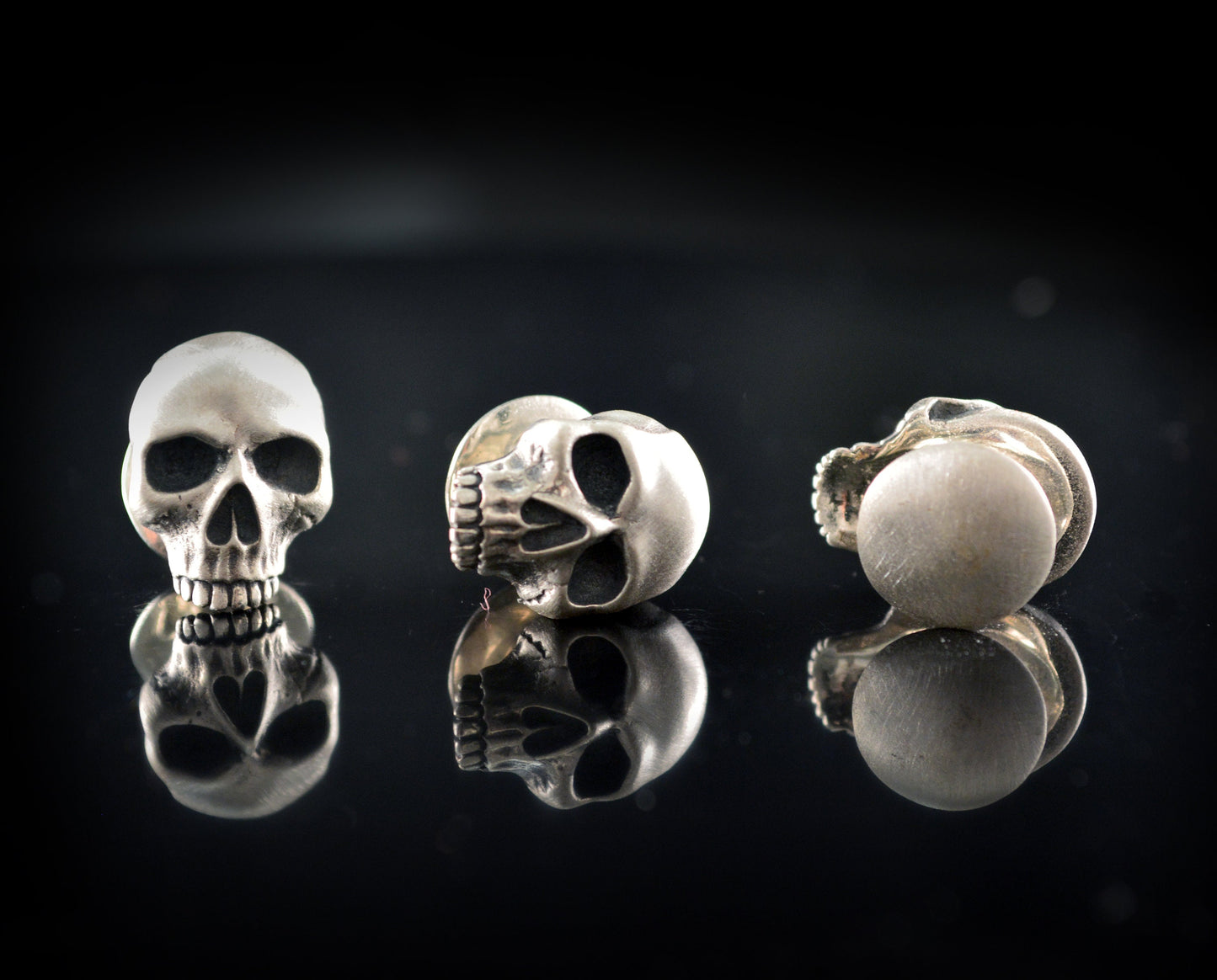 Botones calavera para camisa de esmoquin hechos a mano en plata de ley, Accesorios camisa para boda - D´Cast