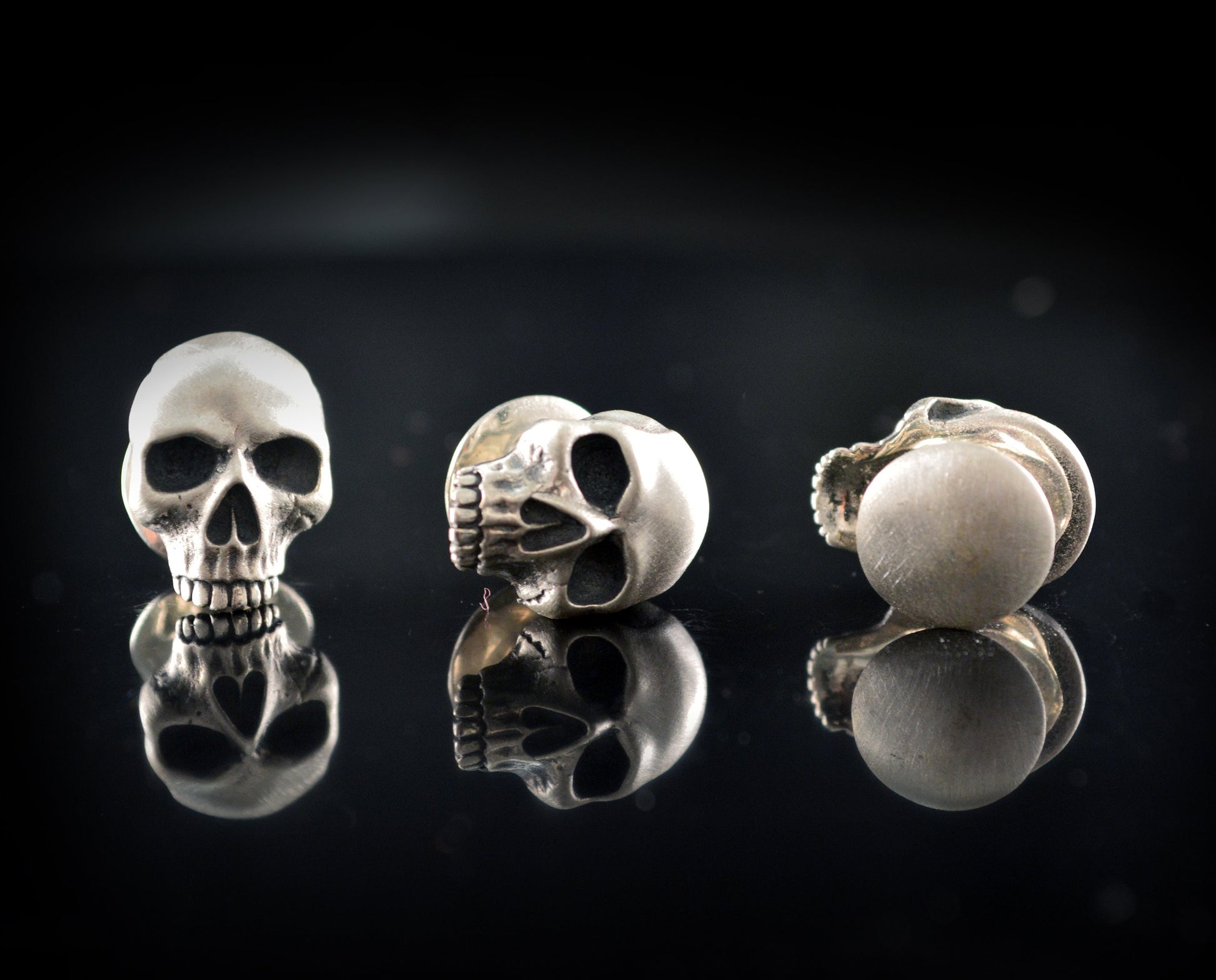 Botones calavera para camisa de esmoquin hechos a mano en plata de ley, Accesorios camisa para boda - D´Cast