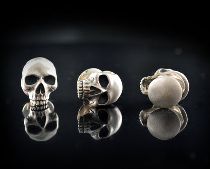Botones calavera para camisa de esmoquin hechos a mano en plata de ley, Accesorios camisa para boda - D´Cast
