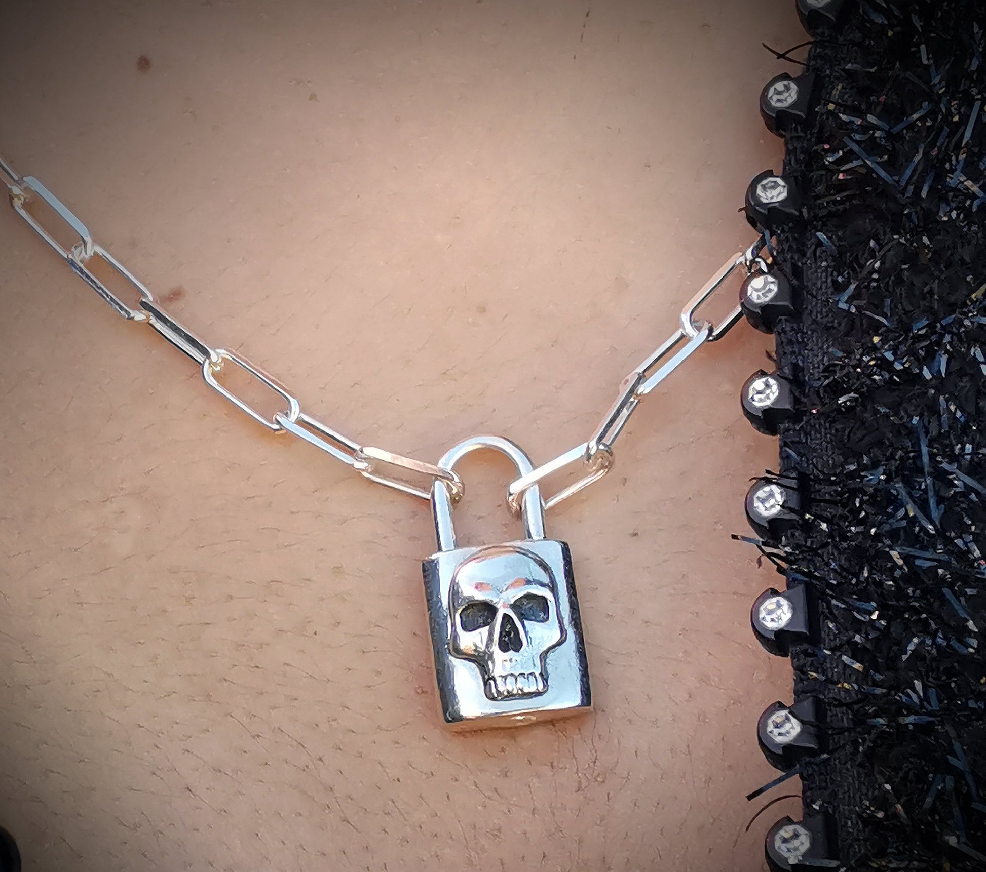 Stainless Steel Chain Choker Padlock Necklace For Men Men Neck