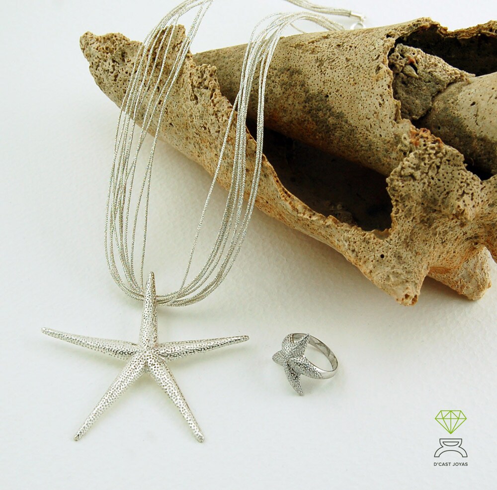 925 silver pendant Big starfish, Sea jewelry, Big starfish necklace, Boho style, Handmade pendant