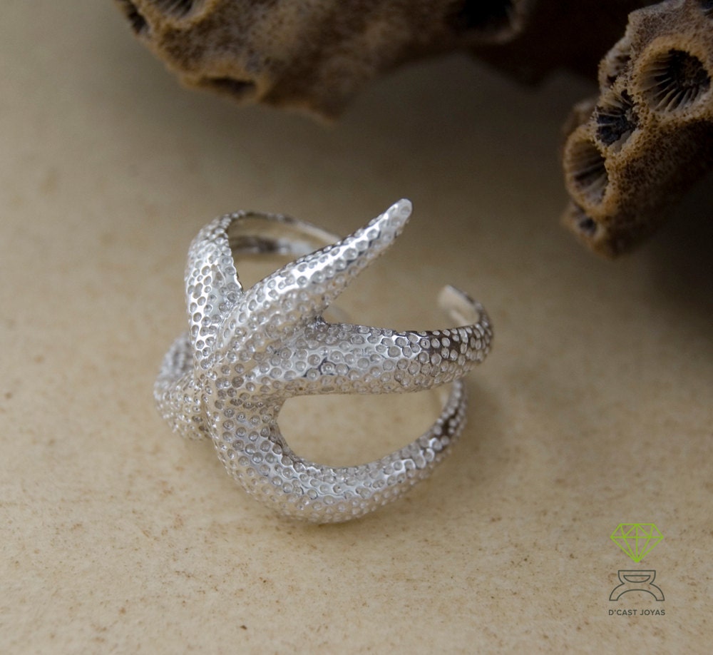 Anillo ajustable estrella de mar envolvente, Joyería del mar