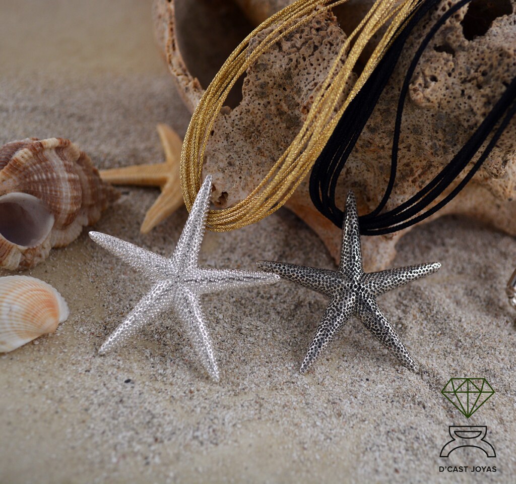925 silver pendant Big starfish, Sea jewelry, Big starfish necklace, Boho style, Handmade pendant