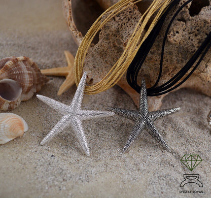 925 silver pendant Big starfish, Sea jewelry, Big starfish necklace, Boho style, Handmade pendant